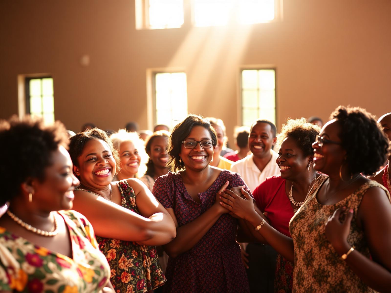 Joyful church community in fellowship